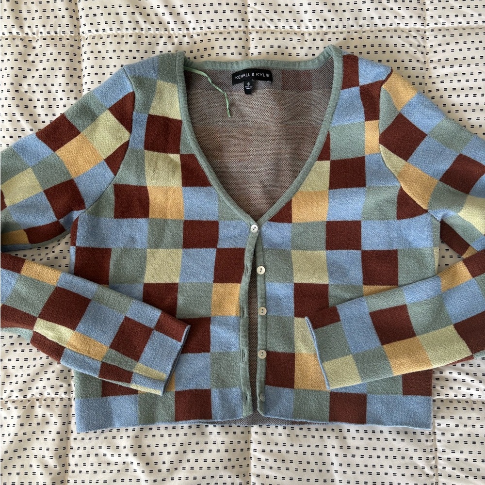 Kendall & Kylie Multicolor Checkered Women's Sweater
